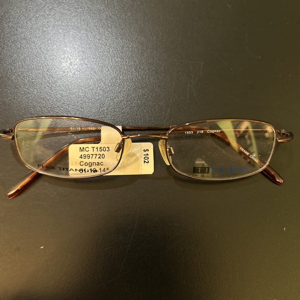 TI FLEX EYEWEAR 1503 218 COGNAC BROWN 51/19/145 FLEX TITANIUM EYEGLASSES Frames